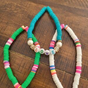 Kids Love Beaded Bracelet Set - Green, Blue, White